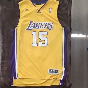 Adidas Yellow and Purple Metta World Peace Lakers Jersey